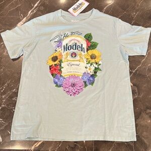 Modelo Floral Logo Tee - Light Seafoam Blue/Green